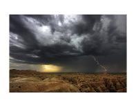 Badlands Lightning-Stephen Gassman-Stretched Canvas