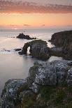 A colourful sunset overlooking the islands of Enys Dodnan and the Armed Knight at Lands End, Cornwa-Stephen Spraggon-Photographic Print