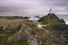 A colourful sunset overlooking the islands of Enys Dodnan and the Armed Knight at Lands End, Cornwa-Stephen Spraggon-Framed Photographic Print