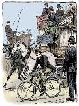 Cyclist in busy London traffic riding a machine of the Rover safety type, 1895-Stephen T Dadd-Framed Giclee Print