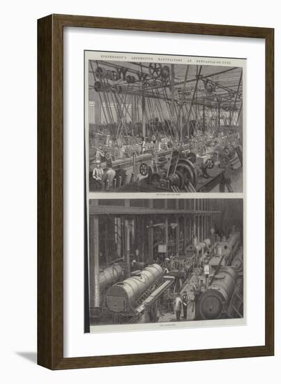 Stephenson's Locomotive Manufactory at Newcastle-On-Tyne-George Henry Andrews-Framed Giclee Print