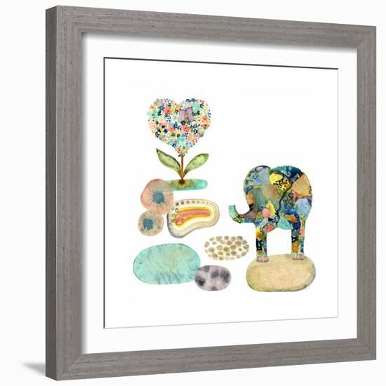 Stepping Stones Elephant-Wyanne-Framed Giclee Print