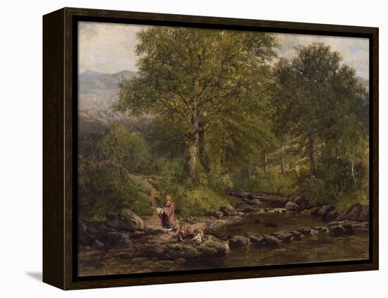 Stepping Stones on the River Rothay, under Loughrigg, 1857-George Pettitt-Framed Premier Image Canvas