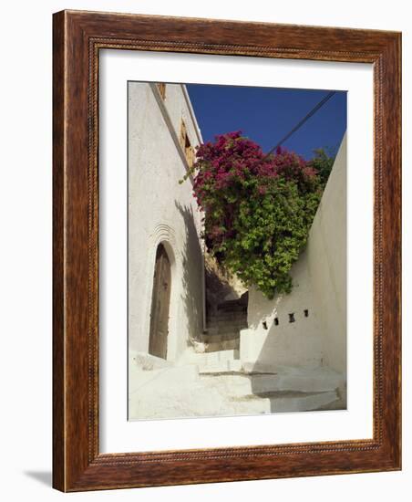 Steps in a Narrow Backstreet, Lindos Town, Rhodes, Dodecanese Islands, Greek Islands, Greece-Fraser Hall-Framed Photographic Print