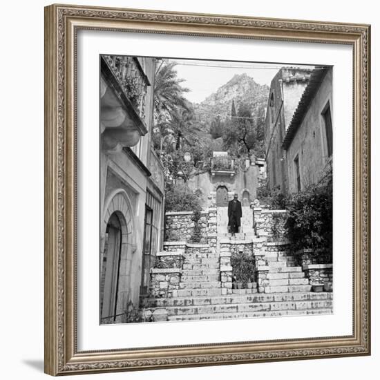 Steps in Taormina-Mario de Biasi-Framed Giclee Print