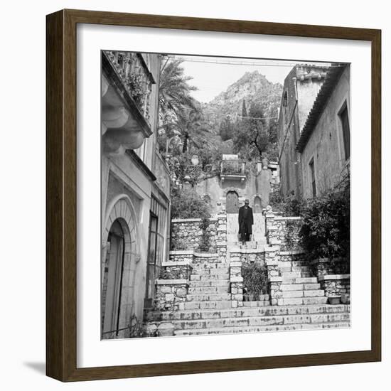 Steps in Taormina-Mario de Biasi-Framed Giclee Print