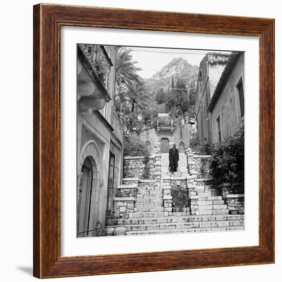 Steps in Taormina-Mario de Biasi-Framed Giclee Print