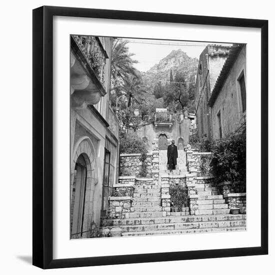 Steps in Taormina-Mario de Biasi-Framed Giclee Print