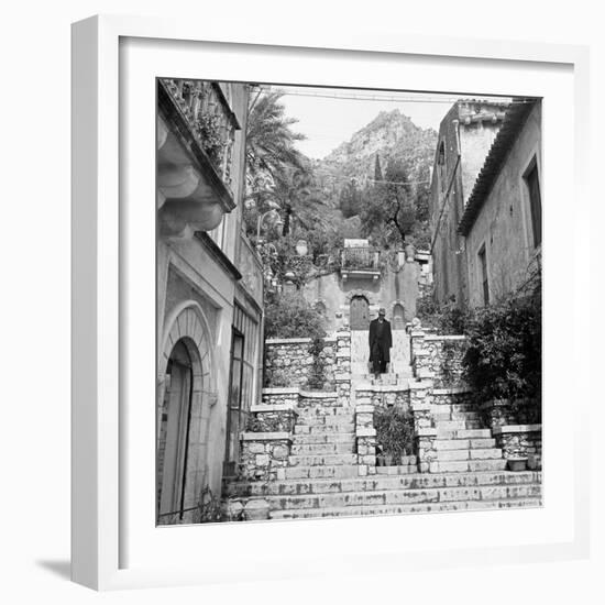 Steps in Taormina-Mario de Biasi-Framed Giclee Print