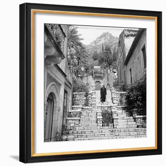 Steps in Taormina-Mario de Biasi-Framed Giclee Print
