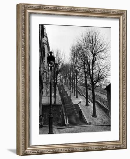 Steps Leading to the Top of the Butte Montemartre-Ed Clark-Framed Photographic Print