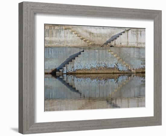 Steps mirrored on small lake, Jodhpur, India-Adam Jones-Framed Photographic Print