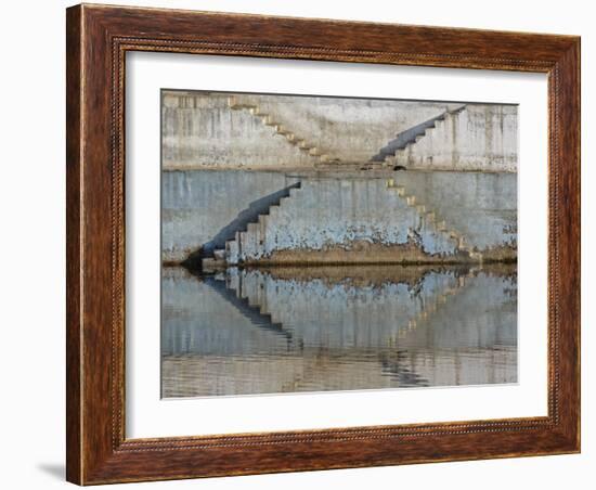 Steps mirrored on small lake, Jodhpur, India-Adam Jones-Framed Photographic Print