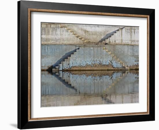 Steps mirrored on small lake, Jodhpur, India-Adam Jones-Framed Photographic Print