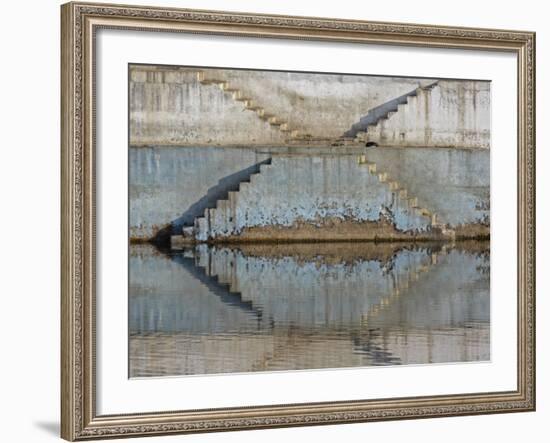 Steps mirrored on small lake, Jodhpur, India-Adam Jones-Framed Photographic Print