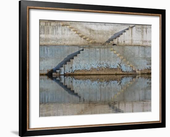 Steps mirrored on small lake, Jodhpur, India-Adam Jones-Framed Photographic Print