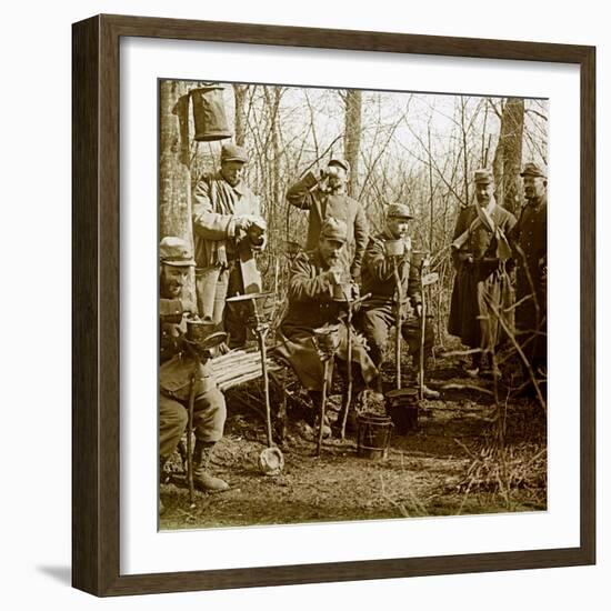 Stereo Glass Plate on the First World War: Camp in a Wood, Lunch Break (Photo)-Anonymous Anonymous-Framed Giclee Print