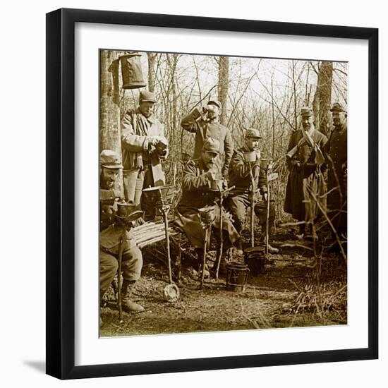 Stereo Glass Plate on the First World War: Camp in a Wood, Lunch Break (Photo)-Anonymous Anonymous-Framed Giclee Print