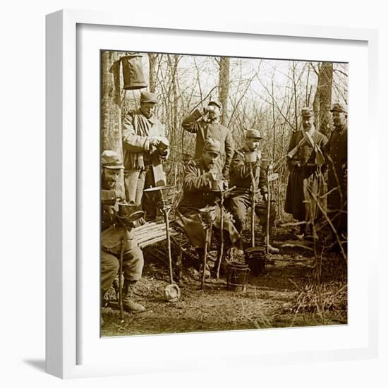 Stereo Glass Plate on the First World War: Camp in a Wood, Lunch Break (Photo)-Anonymous Anonymous-Framed Giclee Print