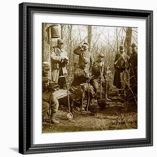 Stereo Glass Plate on the First World War: Camp in a Wood, Lunch Break (Photo)-Anonymous Anonymous-Framed Giclee Print