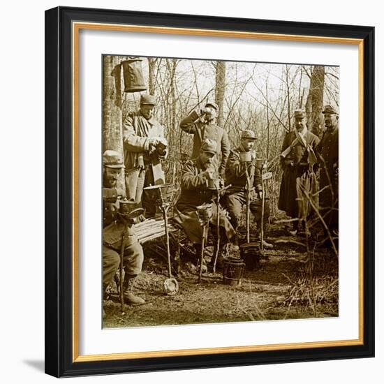 Stereo Glass Plate on the First World War: Camp in a Wood, Lunch Break (Photo)-Anonymous Anonymous-Framed Giclee Print