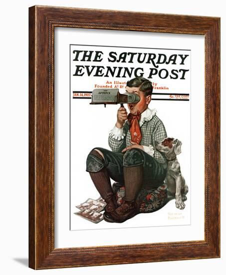 "Stereopticon" or "Sphinx" Saturday Evening Post Cover, January 14,1922-Norman Rockwell-Framed Giclee Print