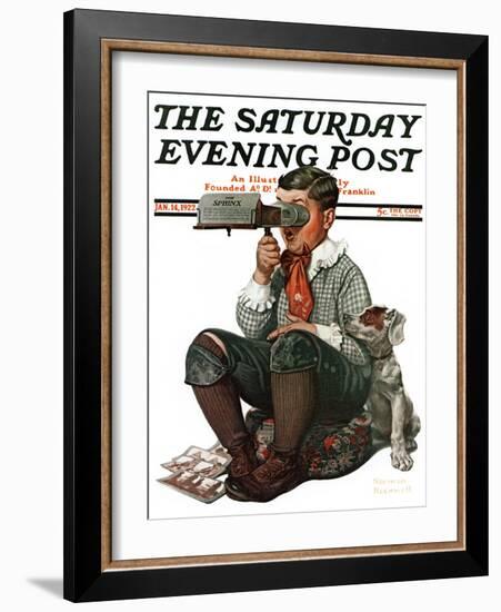 "Stereopticon" or "Sphinx" Saturday Evening Post Cover, January 14,1922-Norman Rockwell-Framed Giclee Print