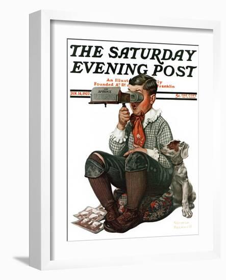 "Stereopticon" or "Sphinx" Saturday Evening Post Cover, January 14,1922-Norman Rockwell-Framed Giclee Print