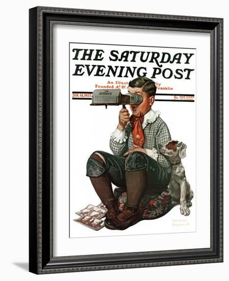 "Stereopticon" or "Sphinx" Saturday Evening Post Cover, January 14,1922-Norman Rockwell-Framed Giclee Print