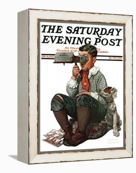 "Stereopticon" or "Sphinx" Saturday Evening Post Cover, January 14,1922-Norman Rockwell-Framed Premier Image Canvas