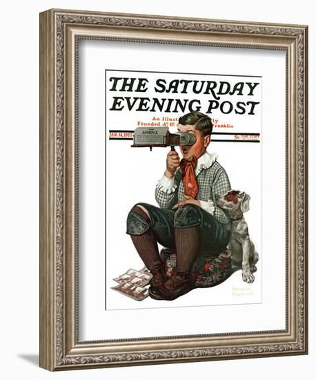 "Stereopticon" or "Sphinx" Saturday Evening Post Cover, January 14,1922-Norman Rockwell-Framed Giclee Print