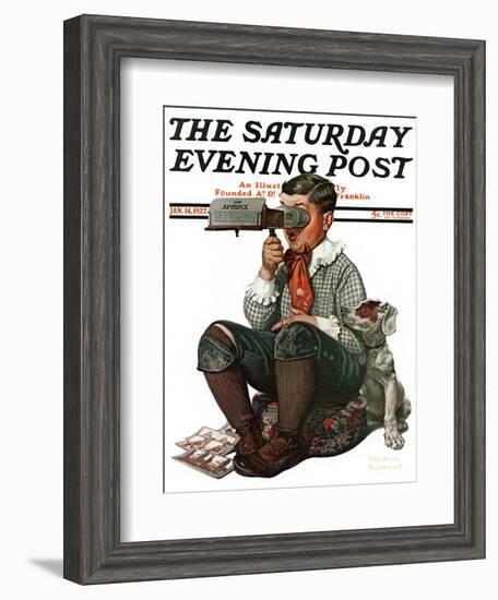 "Stereopticon" or "Sphinx" Saturday Evening Post Cover, January 14,1922-Norman Rockwell-Framed Giclee Print