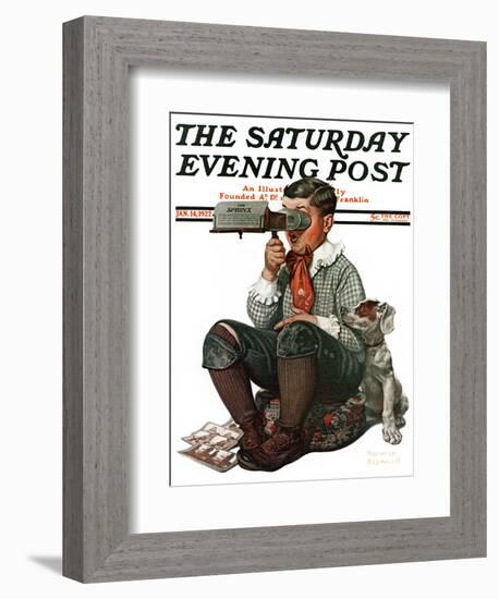 "Stereopticon" or "Sphinx" Saturday Evening Post Cover, January 14,1922-Norman Rockwell-Framed Giclee Print