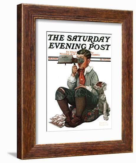 "Stereopticon" or "Sphinx" Saturday Evening Post Cover, January 14,1922-Norman Rockwell-Framed Giclee Print