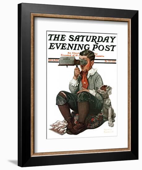 "Stereopticon" or "Sphinx" Saturday Evening Post Cover, January 14,1922-Norman Rockwell-Framed Giclee Print