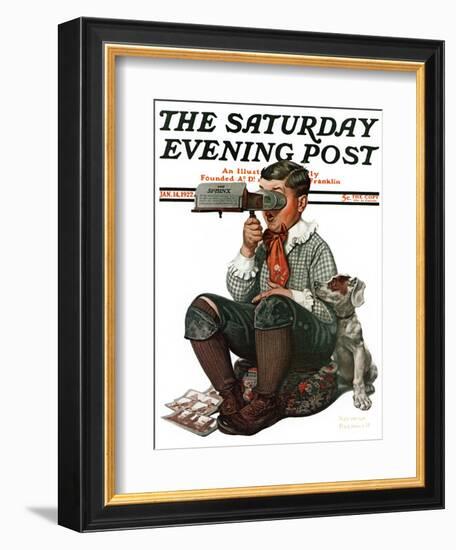 "Stereopticon" or "Sphinx" Saturday Evening Post Cover, January 14,1922-Norman Rockwell-Framed Giclee Print