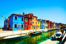 Venice Landmark, Burano Island Canal, Colorful Houses and Boats, Italy-stevanzz-Photographic Print