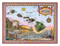 Antique Map of Old Hawaii-Steve Strickland-Giclee Print