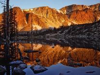Snowy Range Reflected in Mirror Lake-Steve Terrill-Photographic Print