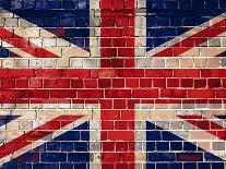 Uk Flag On A Brick Wall Background-Steve18-Framed Art Print