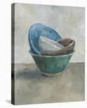 Blue Jug with Flowers-Steven Johnson-Stretched Canvas