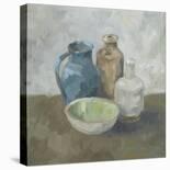 Blue Jug with Flowers-Steven Johnson-Stretched Canvas