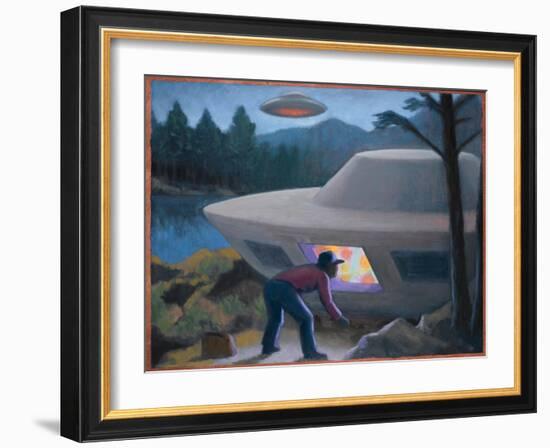 Steven Michalak Encounters a UFO at Falcon Lake, Canada-Michael Buhler-Framed Art Print