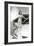 Stewardess Balancing on Plane Wheel-null-Framed Art Print