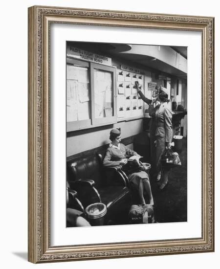 Stewardess Signing in for Flight-Peter Stackpole-Framed Photographic Print