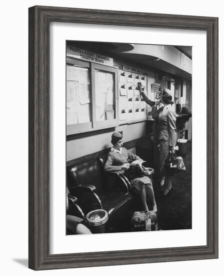 Stewardess Signing in for Flight-Peter Stackpole-Framed Photographic Print