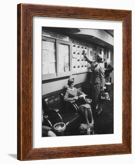 Stewardess Signing in for Flight-Peter Stackpole-Framed Photographic Print