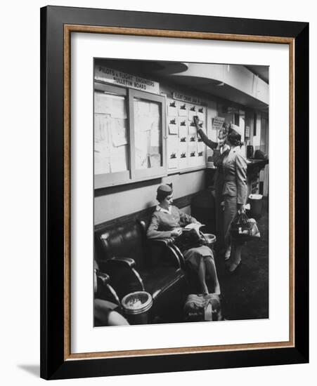 Stewardess Signing in for Flight-Peter Stackpole-Framed Photographic Print