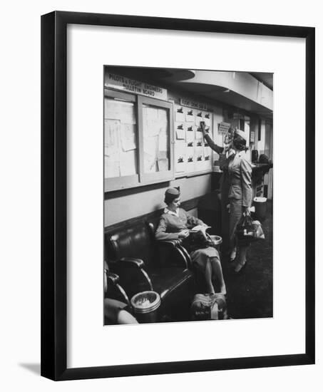 Stewardess Signing in for Flight-Peter Stackpole-Framed Photographic Print