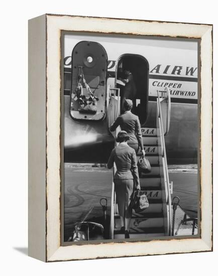 Stewardesses Arriving For Flight-Peter Stackpole-Framed Premier Image Canvas